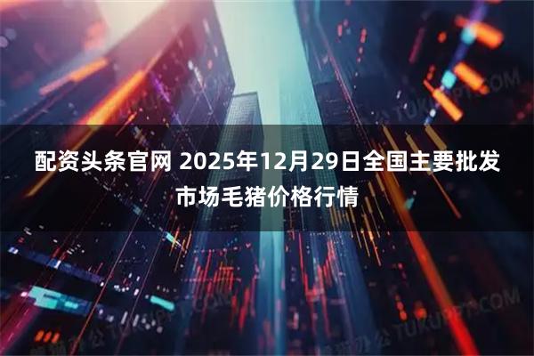 配资头条官网 2025年12月29日全国主要批发市场毛猪价格行情